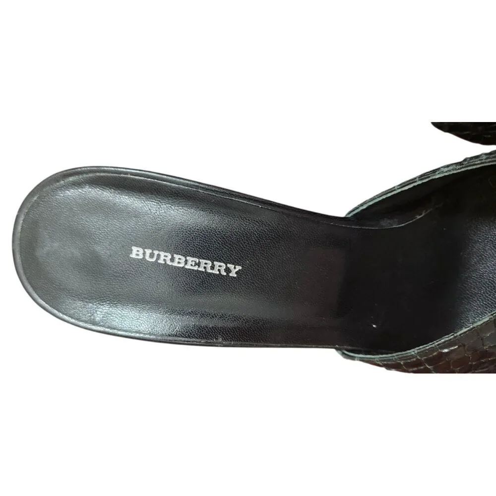 Burberry Black Snakeskin High Heel Sandals Size EU 39.5/US 9 Designer Open To